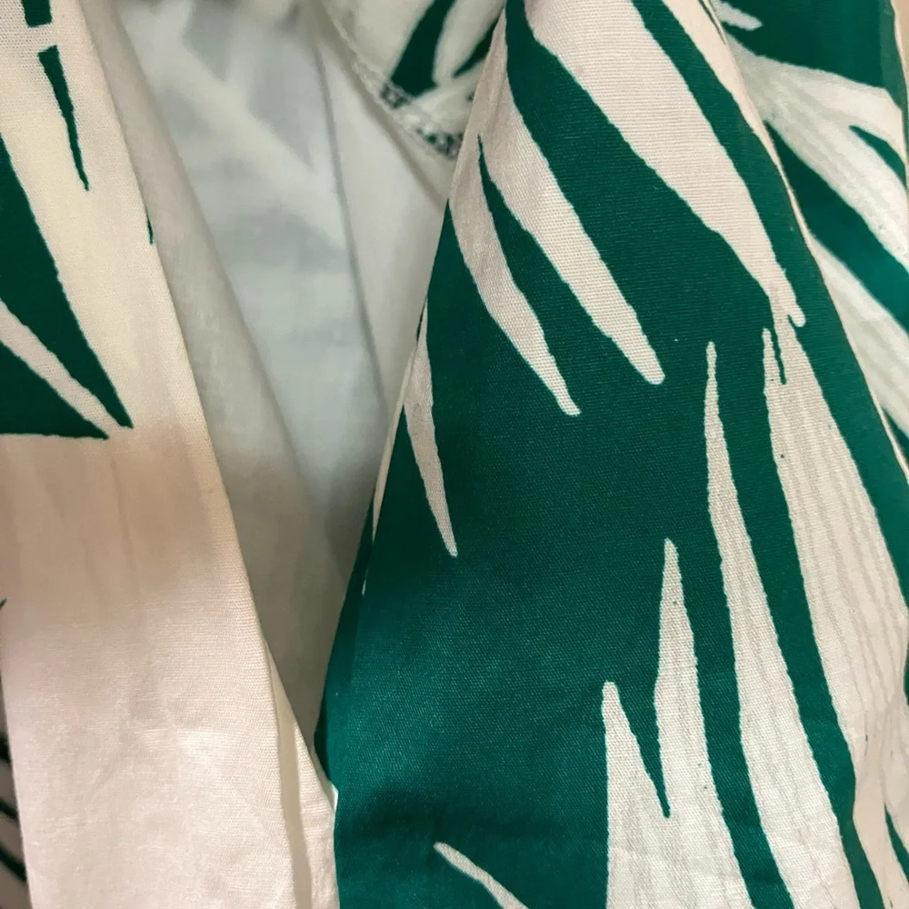 Milly Green and White Leaf Print Dress Size 8 - Picture 6 of 9